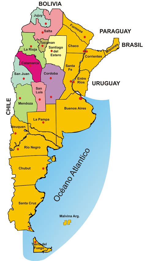Mapa paises cerca de argentina